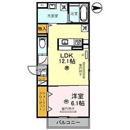 Ｄ−ｒｏｏｍ　ｒｅｐｏｓ 1階1LDKの間取り