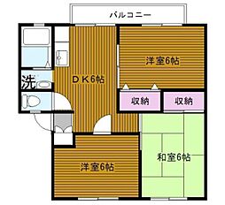 サンビレッジ綾瀬C 3DKの間取図画像