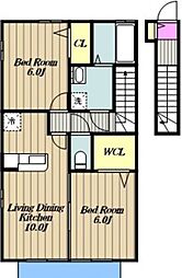 サンモール町田3 2LDKの間取図画像