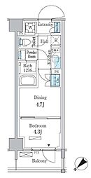 パークアクシス品川南大井パークフロント 5階1DKの間取り