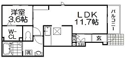 グリーンロード楠葉1 1LDKの間取図画像