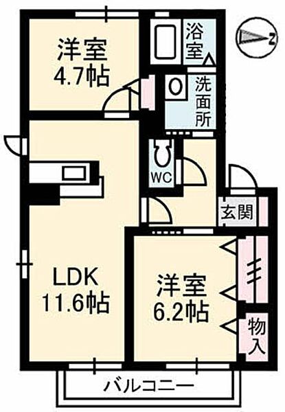 エトワール・フォンティーヌ 0102｜島根県松江市春日町(賃貸アパート2LDK・1階・52.54㎡)の写真 その2