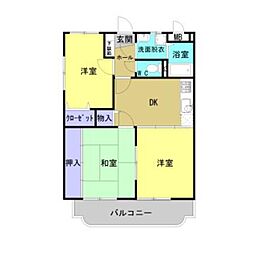 ユーミーマンション小松原 4階3DKの間取り