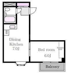 スカイコート西新宿 4階1DKの間取り