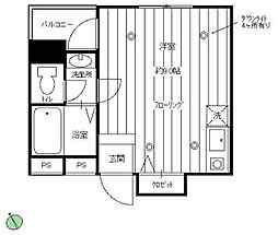 メゾン・ド・モーヌ 2階ワンルームの間取り