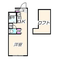レオパレスプレノタート2 ワンルームの間取図画像