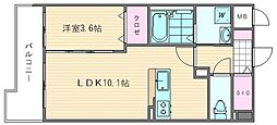 スカイシャトレ箱崎南 1LDKの間取図画像