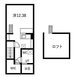 京急空港線 大鳥居駅 徒歩9分の賃貸アパート 2階ワンルームの間取り