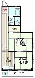 横山ビル 2Kの間取図画像