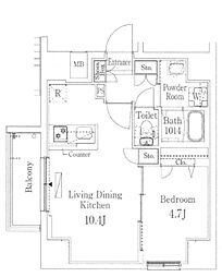 プライムブリス板橋本町 9階1LDKの間取り