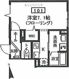JR横須賀線 西大井駅 徒歩7分の賃貸マンション 1階1Kの間取り