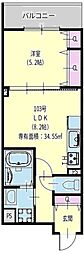 尼崎市元浜町5丁目アパート 1LDKの間取図画像
