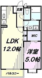 ボヌール 1階1LDKの間取り