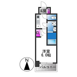 エスリード大阪イーストエッジ 1Kの間取図画像