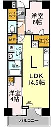 プレミスト金町 1階2LDKの間取り