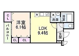 JR東海道・山陽本線 千里丘駅 徒歩7分の賃貸アパート 3階1LDKの間取り