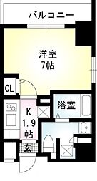 ル・リオンFREYER南砂WEST 3階1Kの間取り