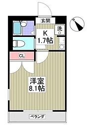 ヴィラージュS 1Kの間取図画像