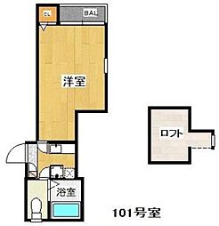 K&C大橋 1Kの間取図画像