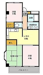 メゾン・リヴィエール 6階3DKの間取り