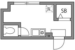 グラード氷川台 2階ワンルームの間取り