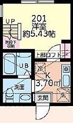 パークテラス立場 1Kの間取図画像