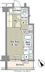 メルヴェーユ馬込 4階1Kの間取り