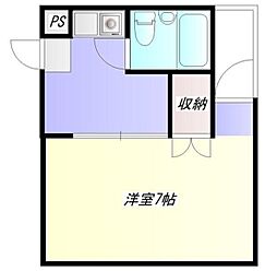 アメニティコウヤマ第11ガーデン 2階1Kの間取り