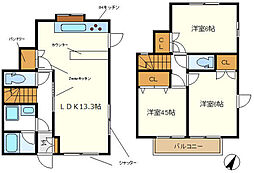 サンハイム B 3LDKの間取り