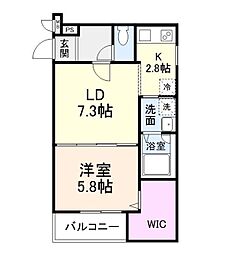 ラフィーネ石本II 1階1LDKの間取り