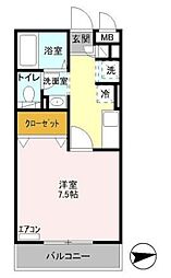 クラフト南砂町 2階1Kの間取り