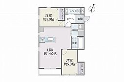 レイクサイド大保 1階2LDKの間取り
