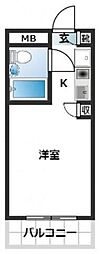 スカイコート横浜白楽B ワンルームの間取図画像