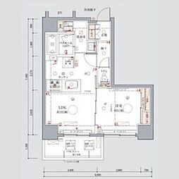 CREVISTA南千住 1LDKの間取図画像