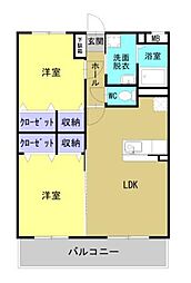 大分市大字三芳マンション 2LDKの間取図画像