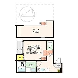 Osaka Metro谷町線 千林大宮駅 徒歩10分の賃貸アパート 1階1Kの間取り