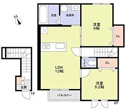 グランプレイス越谷 2LDKの間取図画像