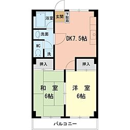 ベァーズパレス 2DKの間取図画像