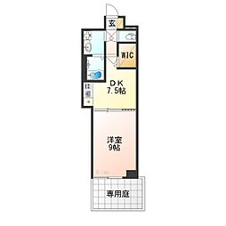 プレサンス京都四条大宮 1階1DKの間取り