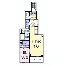 グラン・ハーモニー忠生公園 1階1LDKの間取り