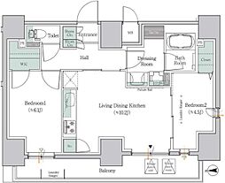 ワンルーフレジデンス板橋大山 7階2LDKの間取り