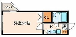 ツヴァイビル 1Kの間取図画像