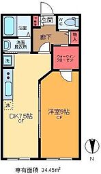 三家第2ビル 4階1DKの間取り