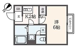 NEWレトア1999 1Kの間取図画像