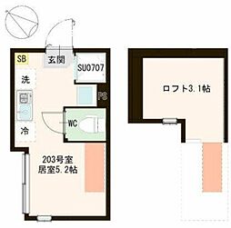ハーモニーテラス成田東IV ワンルームの間取図画像