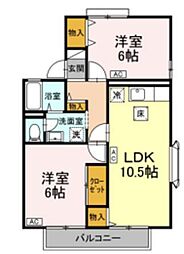 ドミール・KB棟 2LDKの間取図画像