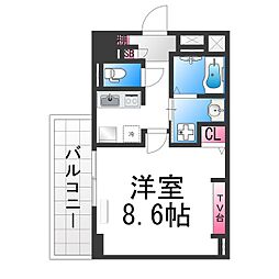 エヌエムキャトフヴァン 4階1Kの間取り