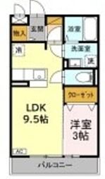 グランドゥールII 2階1LDKの間取り
