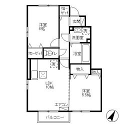 サンガーデン 2LDKの間取図画像