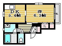 フレステュディオTAGUMA 1DKの間取図画像